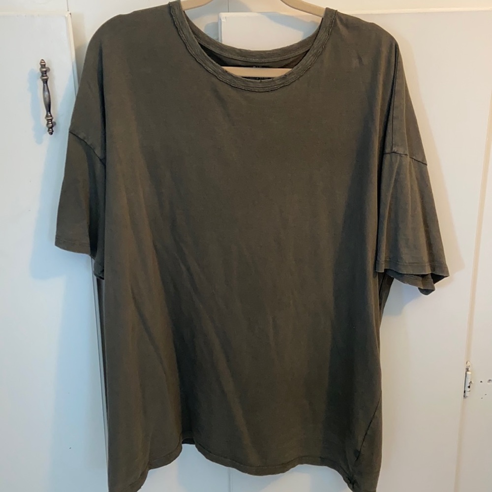 Aerie Boyfriend Distressed Oversized Tshirt Green XL